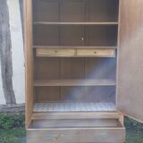 Armoire à glaces 2 portes 1 tiroir style art déco Chêne bois brut