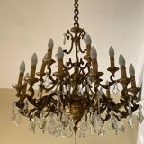 Louis XV style gilt bronze and crystal chandelier - 18 arms