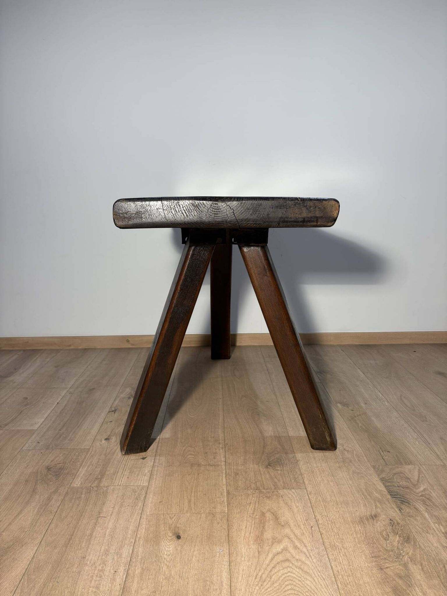 Brutalist table made of solid oak.