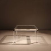 Square Lucite & Brass Coffee Table | Europe 1970s