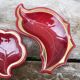 Set of vintage 1950s burgundy and gold ceramic serving dishes