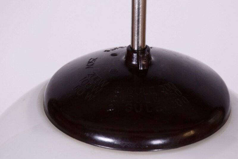 Mid-Century Modern Pendant Light in Chrome and Steel with Opal Glass, Czech, 1960s