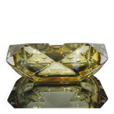 Vintage yellow faceted glass ashtray