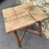 brutalist table of 73 x 73 cm with top of 4 cm thick