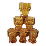 Set of 6 vintage amber glasses, Italy