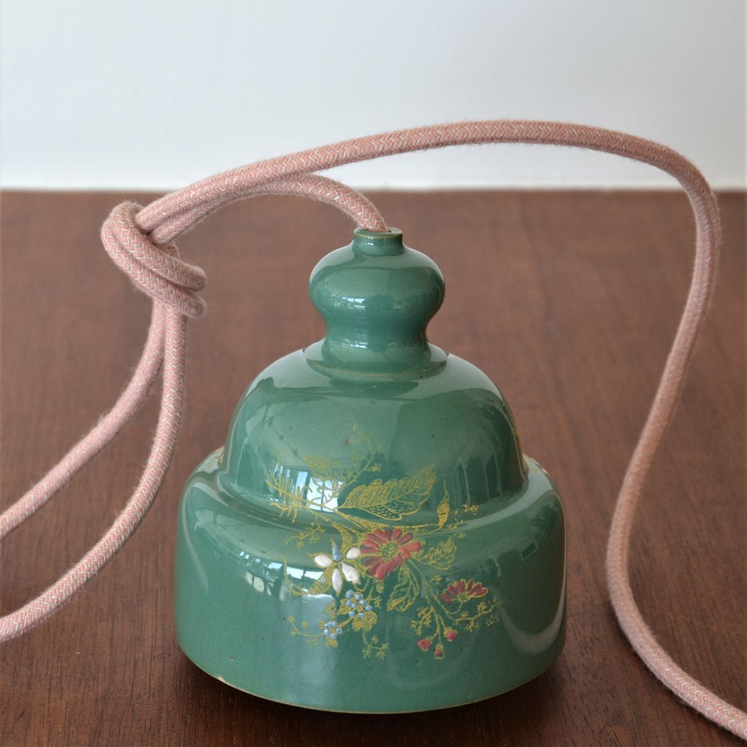 Green ceramic hanging lamp