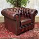 90s red leather Chesterfield armchair