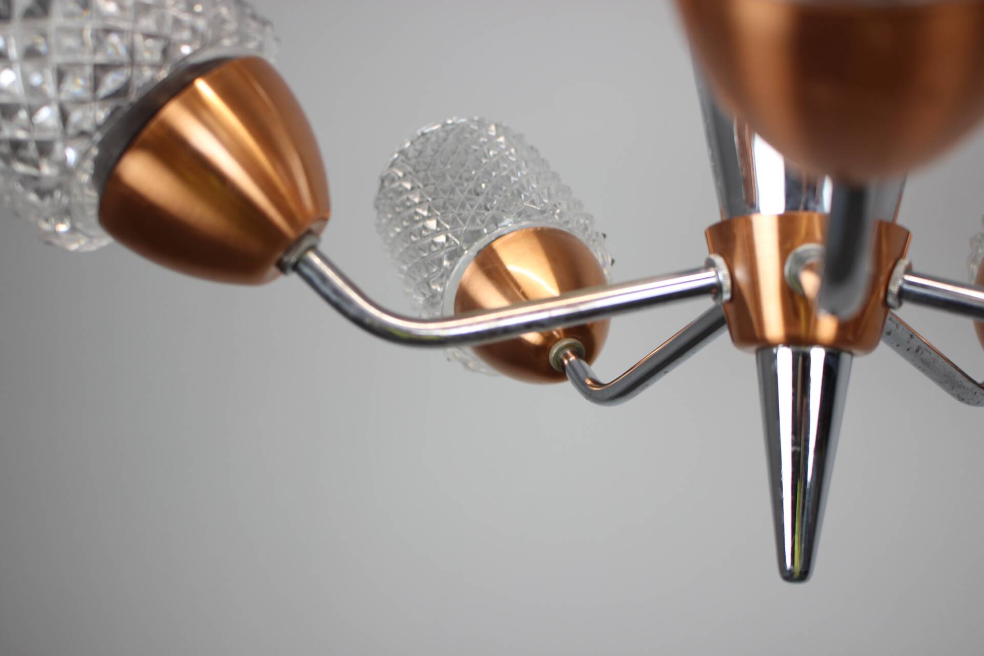 Lustre en verre et chrome Drukov Brno, Tchécoslovaquie, années 1970