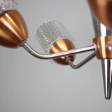 Lustre en verre et chrome Drukov Brno, Tchécoslovaquie, années 1970