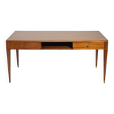 Walnut desk with brass details, 1950s