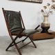 Vintage leather folding chair 'Campaign chair' 1950