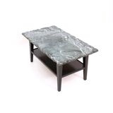 Ebonized Wood Coffee Table with a Green Alps Marble Top, Italy