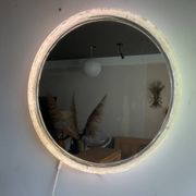 Illuminated mirror ‘iced -glass’ Hillebrand style Mid Century