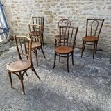 6 mismatched bistro chairs