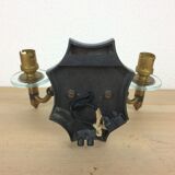 Applique double laiton verre années 50