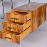 Restored bauhaus writing desk, by andré lurcat, walnut, new polish, czech, 1930s