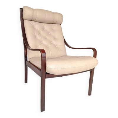 Fauteuil en cuir par Fredrik A. Kayser pour Vatne Møbler, 1960