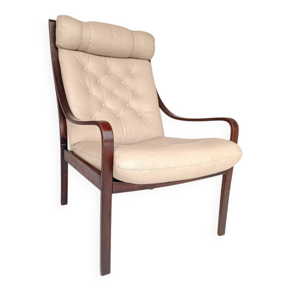 Fauteuil en cuir par Fredrik A. Kayser pour Vatne Møbler, 1960