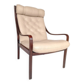 Fauteuil en cuir par Fredrik A. Kayser pour Vatne Møbler, 1960