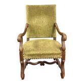 Magnificent armchair in carved solid walnut, in the Henri II style.