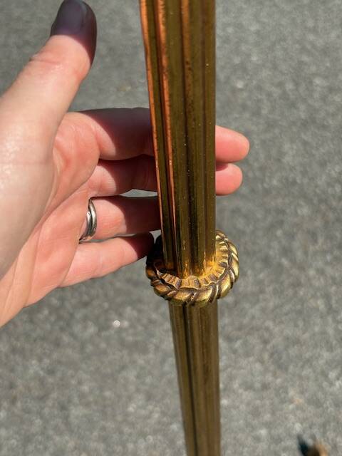 old floor lamp / gilded bronze light fixture / vintage