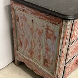 Patinated pink chest of drawers