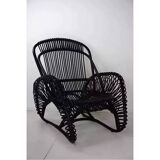 Rattan armchair and matching footstool