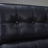 Armchair with Model FD 164 frame by Arne Vodder and Model 118 armrests by Grete Jalk in teak and black leather, Denmark, 1960s