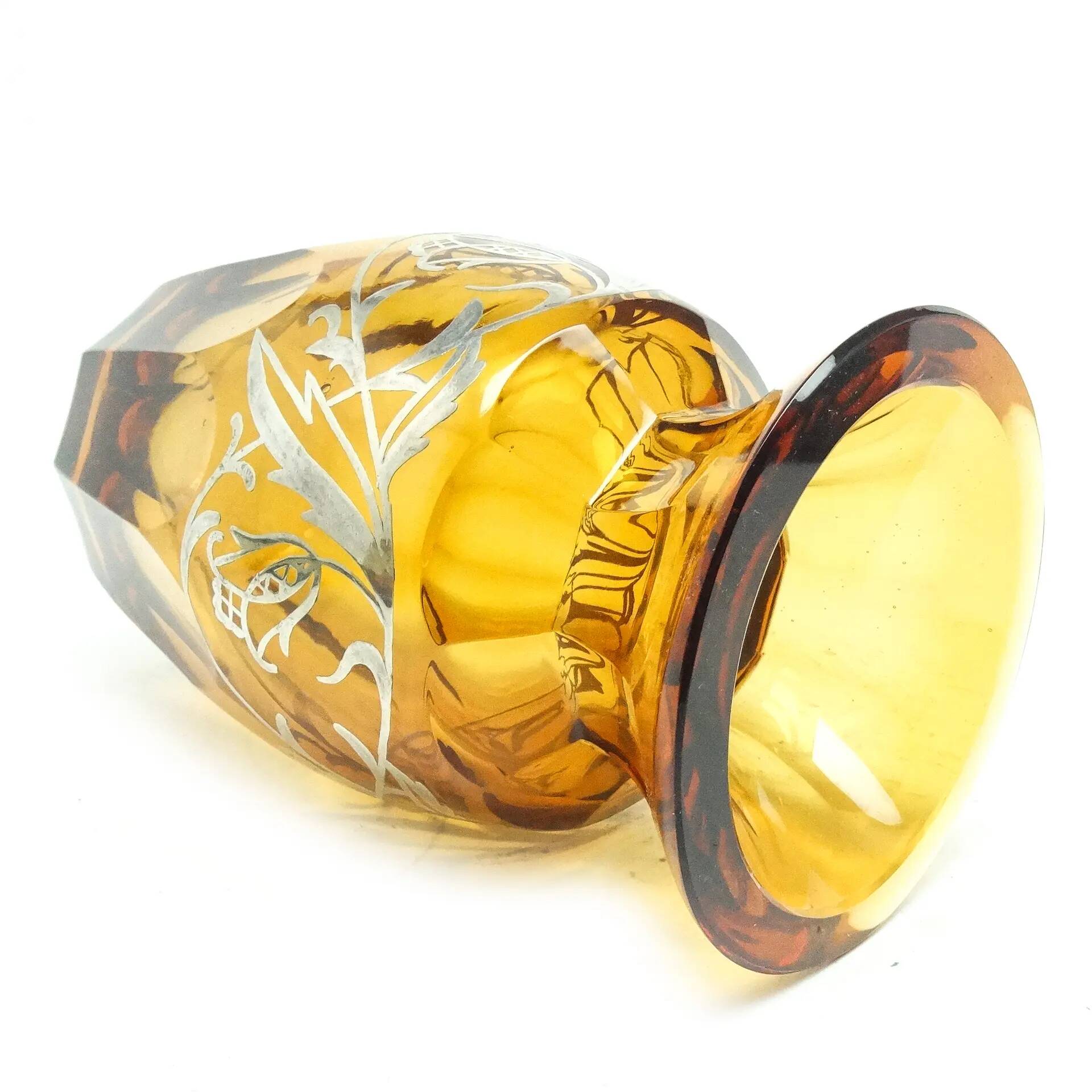 Art déco vase, honey crystal, Poland, 1930s