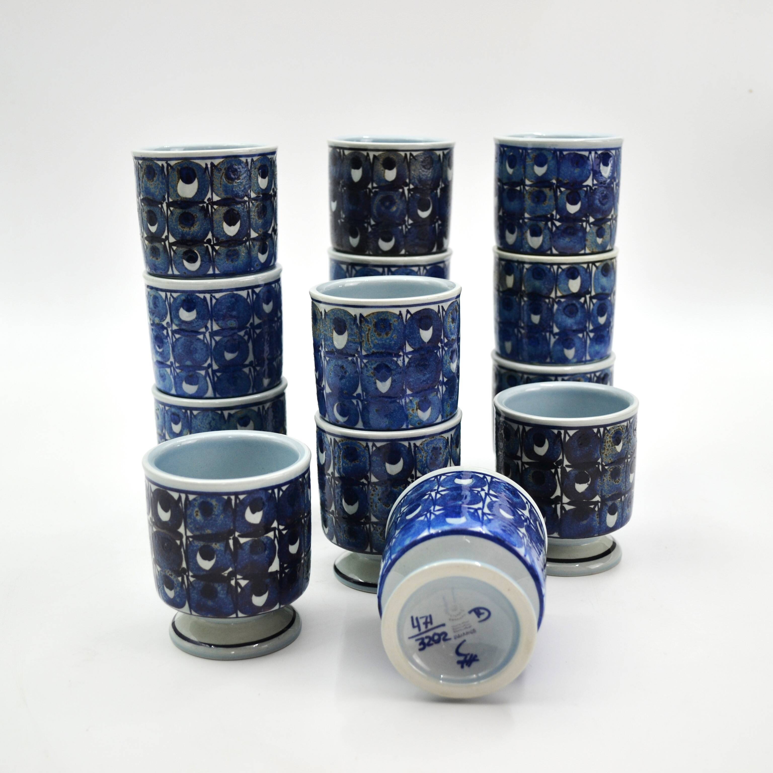 16-piece earthenware punch set from the Tenera series by Grete Helland-Hansen for Royal Copenhagen