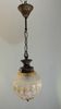 Vintage pendant light in molded glass and brass, glass ball hanging lamp