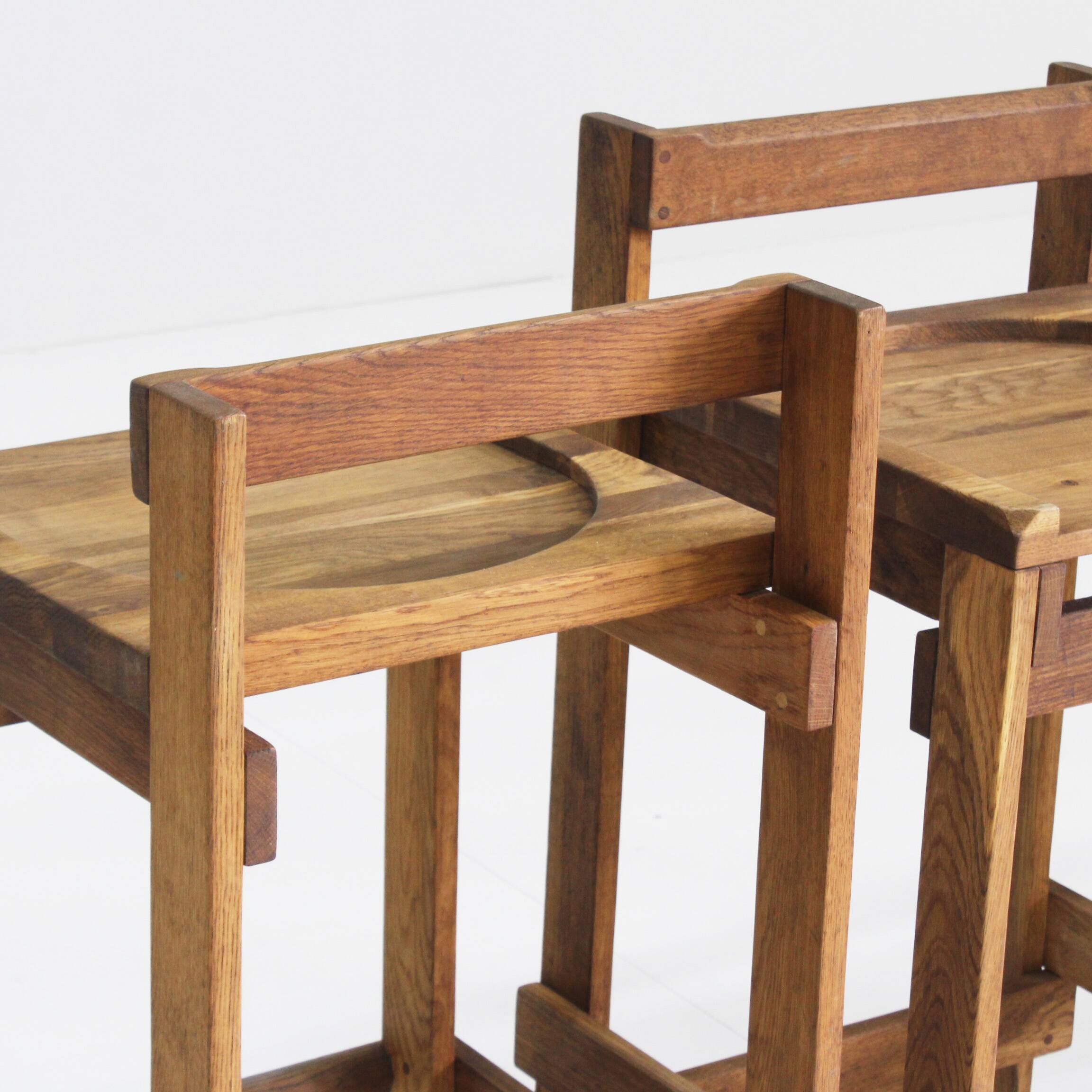 Vintage wooden bar stools 1960, set of 4