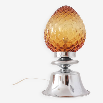Lampe de table en verre ambré Space Age des années 1960