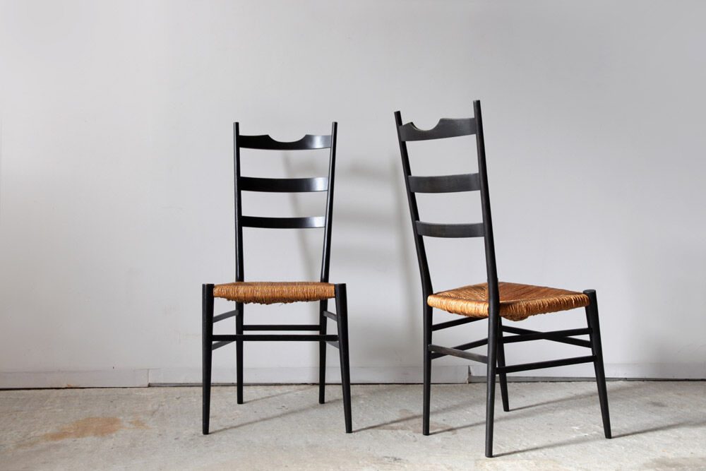 Black Italian straw chairs