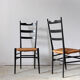 Chaises paillées italiennes noires