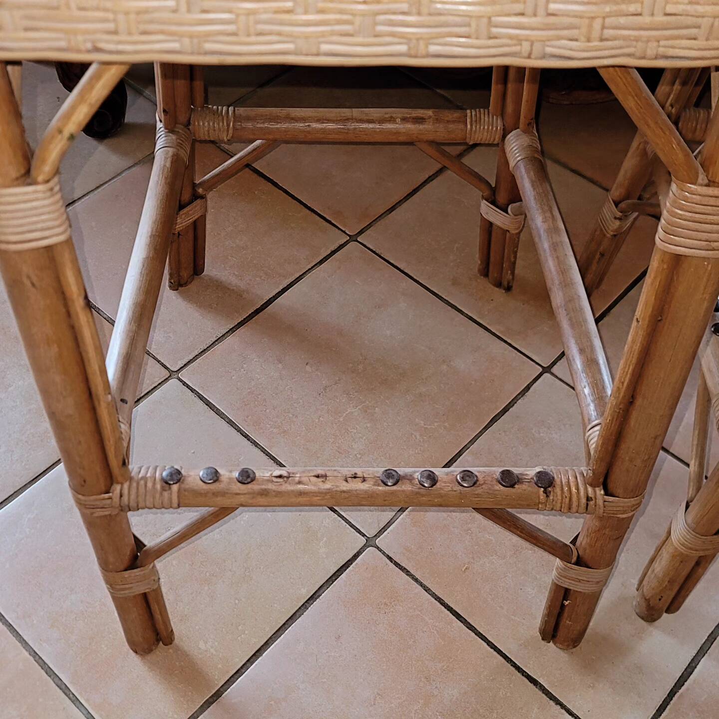 Tabourets de bar rotin vintage