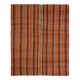 Kilim Vintage à Rayures Fait Main en Laine, Tons Terre et Orange, 200x240