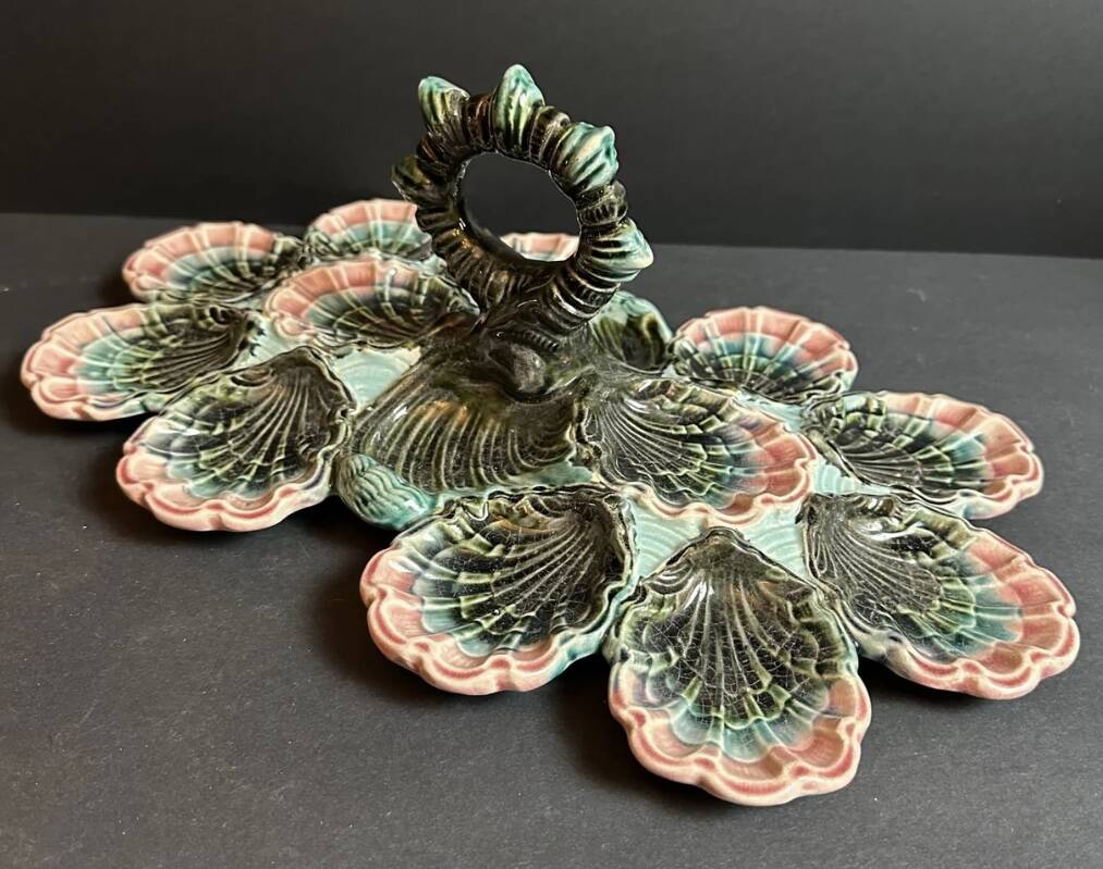 Majolica oyster plate