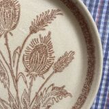 Flat stoneware plates decorated with vintage country flower 1960
