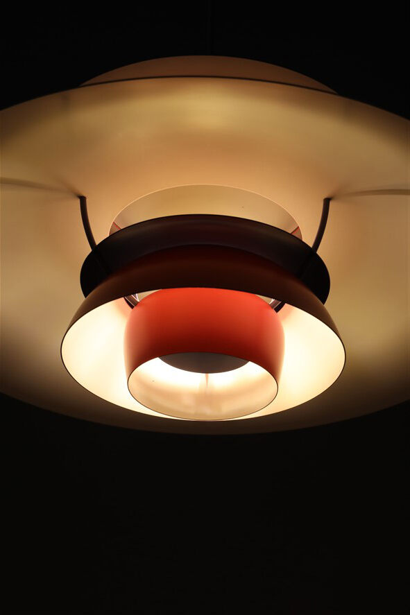 Louis Poulsen / Poul Henningsen “PH 5” pendant lamp / red / mid-century / Danish modern design / PH5