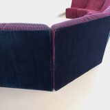 Vintage Snake modular sofa composed of 11 armchair modules and 3 velvet fabric poufs