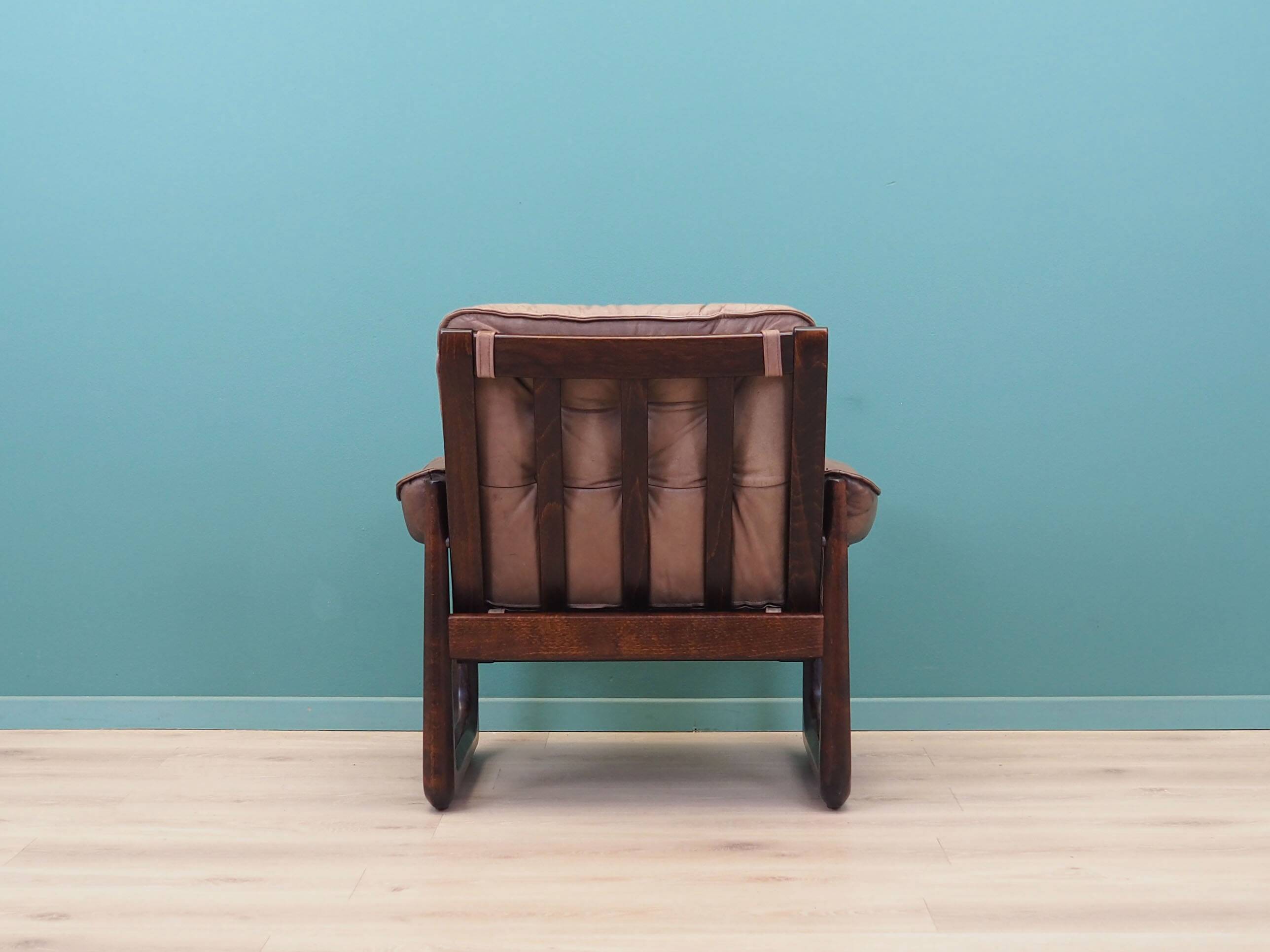 Leather armchair, Danish design, 1960s, manufactured by Genega Møbler