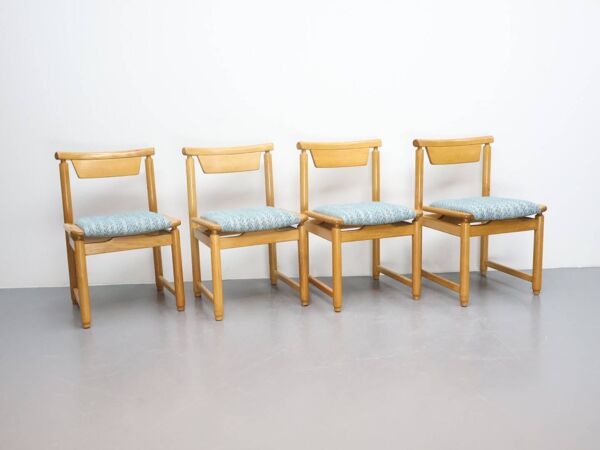Chaises de salle à manger vintage en chêne, retapissée
