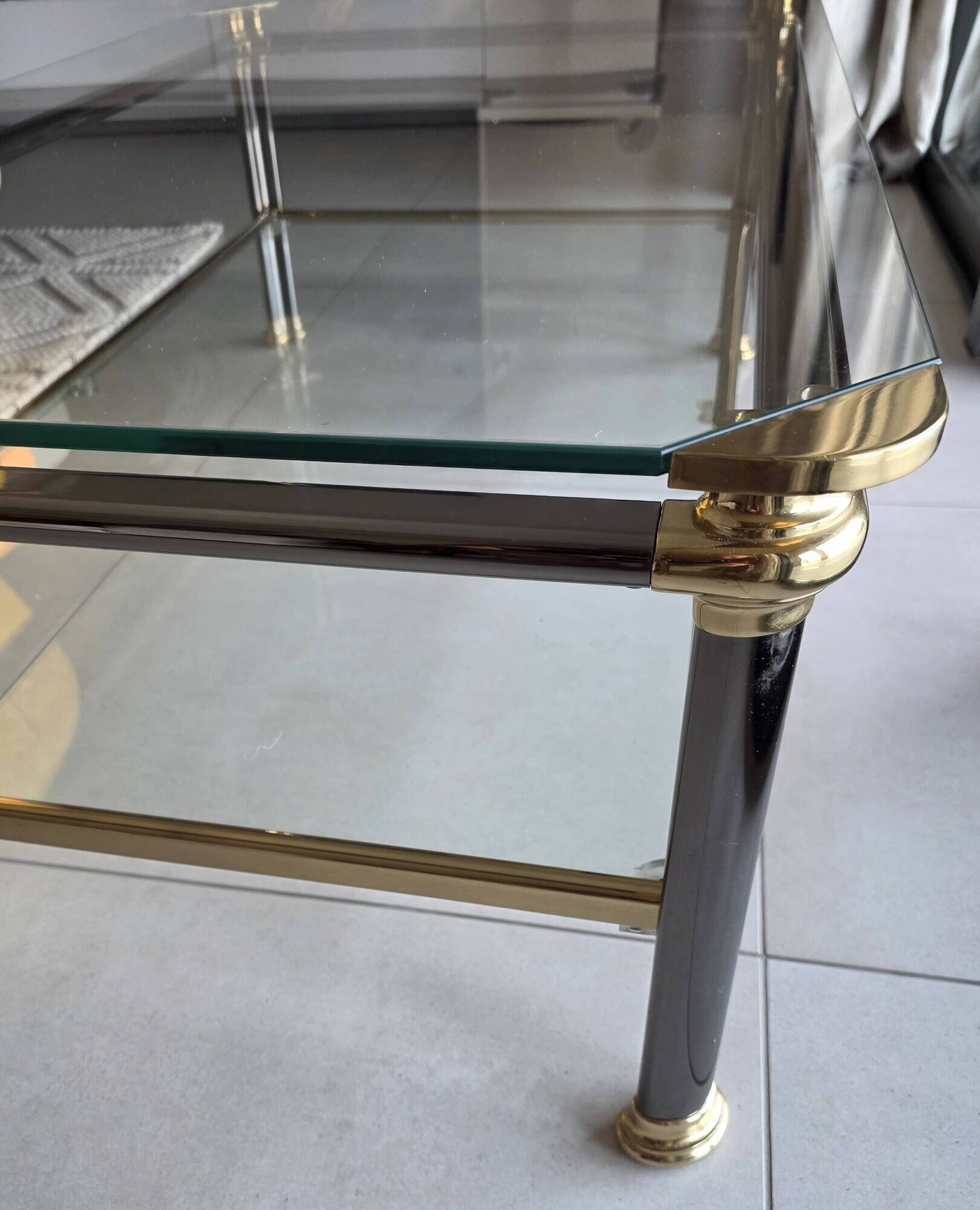 Italian coffee table Mara in brass and glass