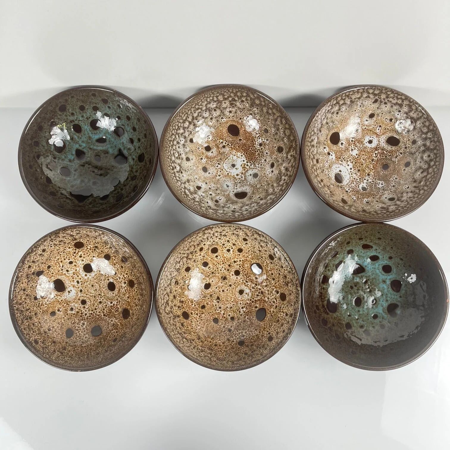 Lot de 6 bols en céramique émaillée effet réactif style japandi