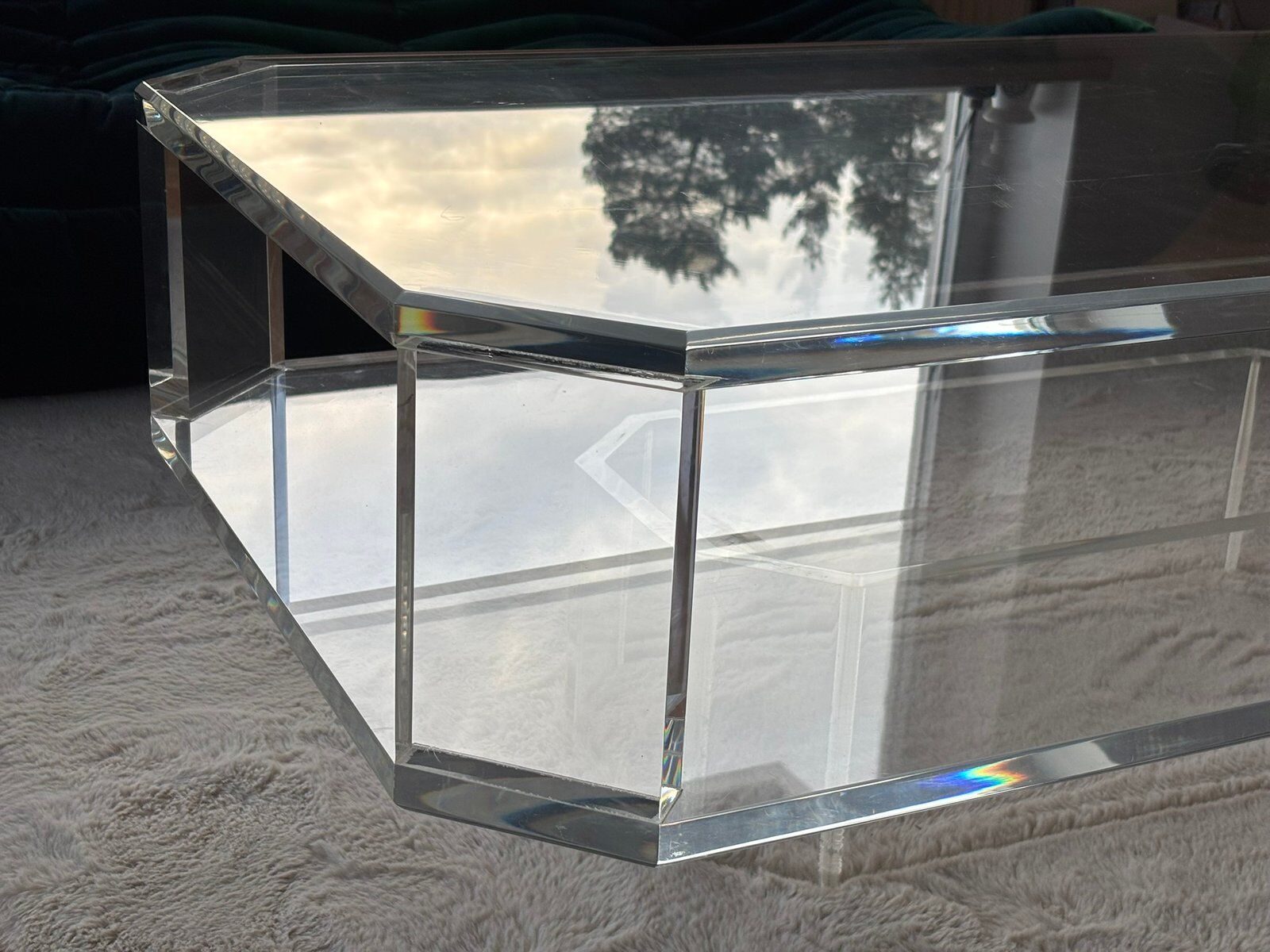Table basse en verre acrylique transparent