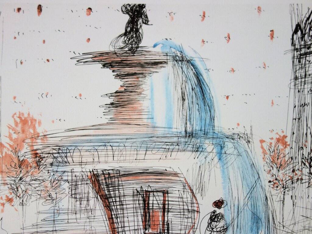 Salvador dali: new york city - plaza, signed lithograph - 1981