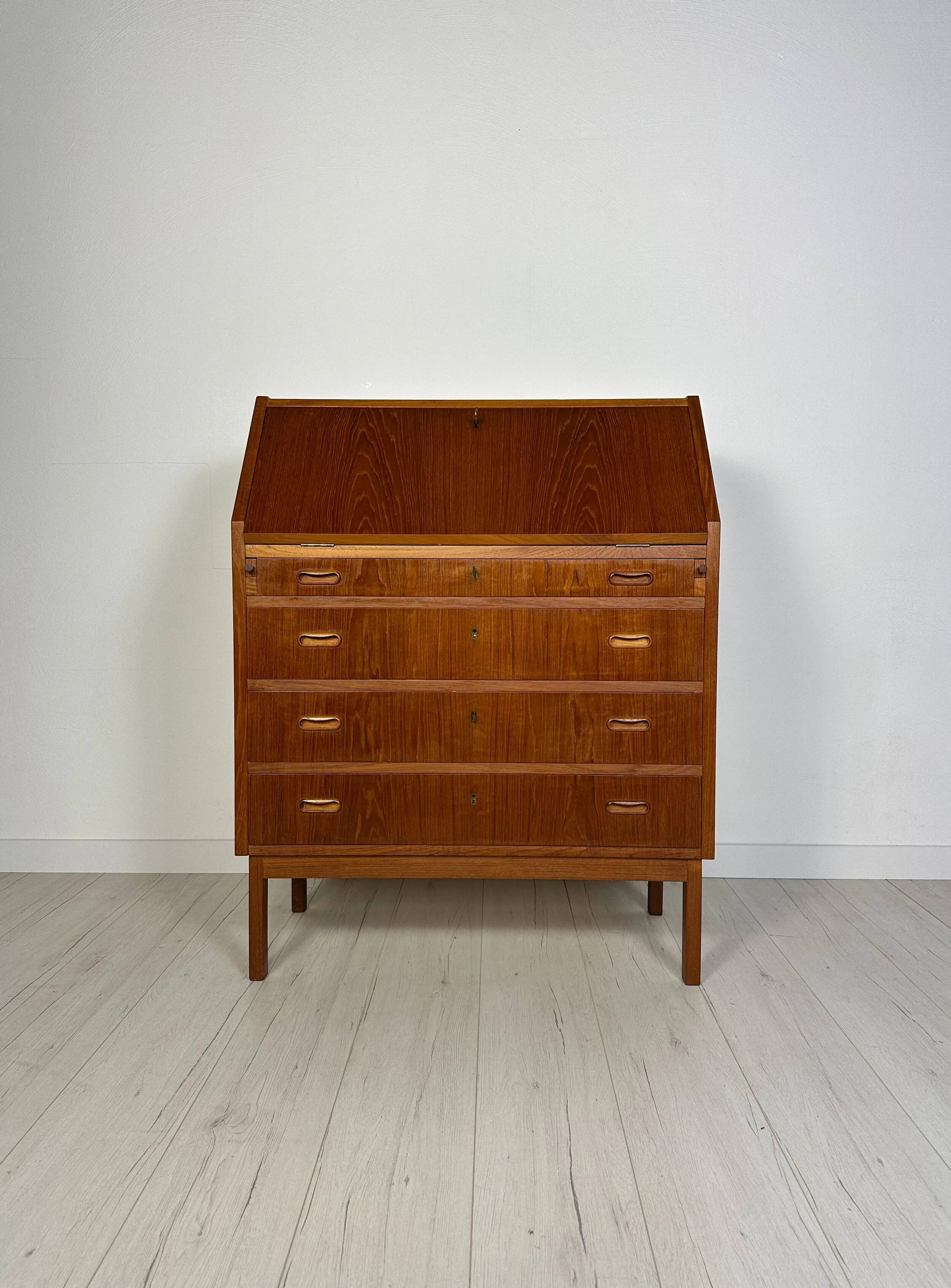 1960s Vintage Mid-Century Danish Teak Secretary