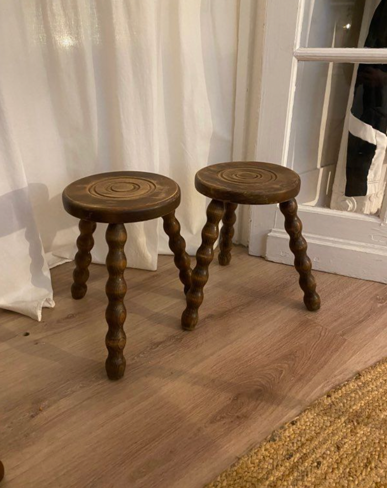 Brutalist vintage tripod stool