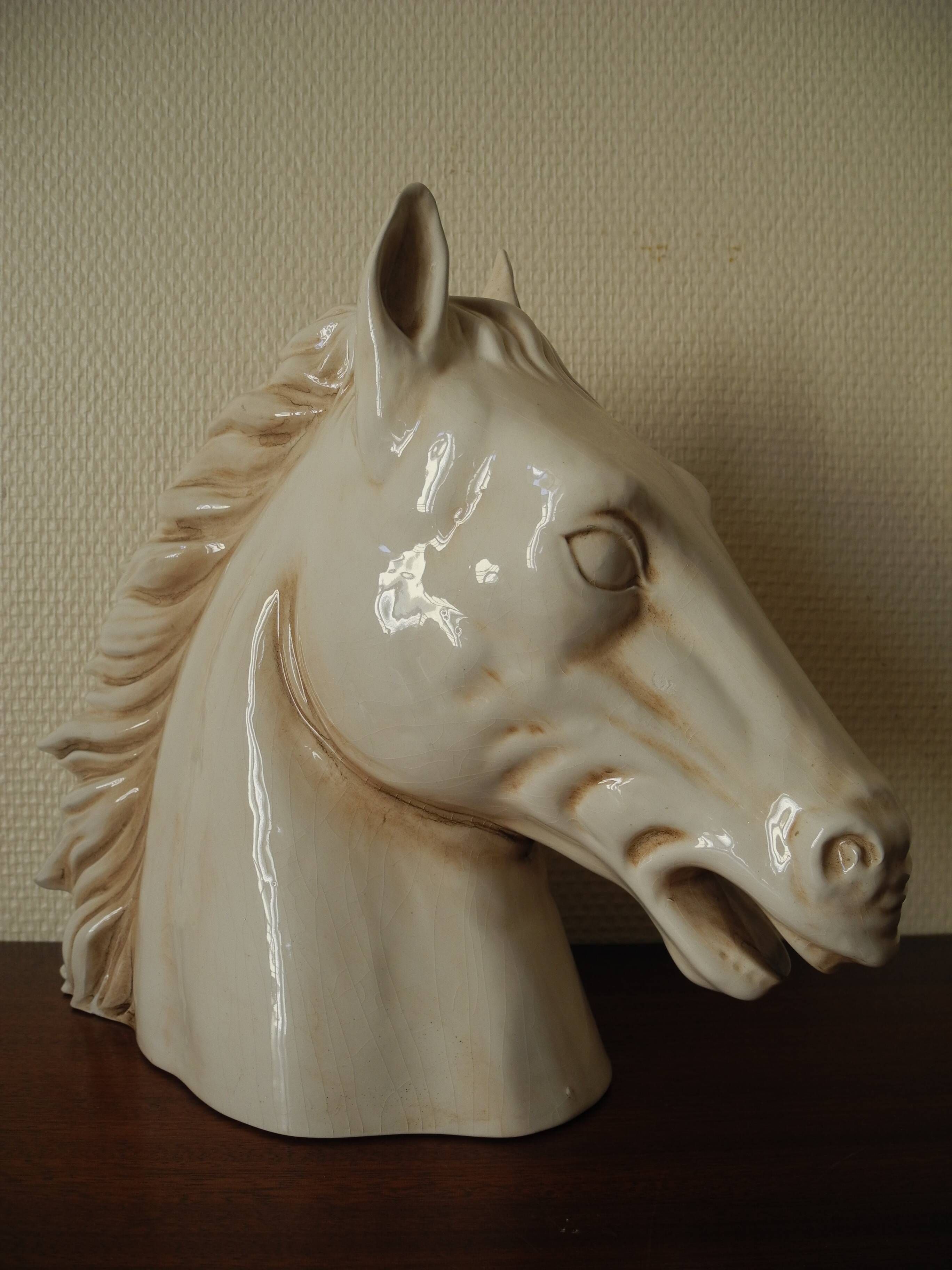 Ceramic horse head lamp base vintage horse lamp base design 70s